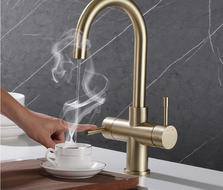 Caliente-Undersink Instant Hot Water Tap 3 4 5 Chilled Boiling Tap Brushed Gold Kitchen Boiled Filtered Faucet Taps