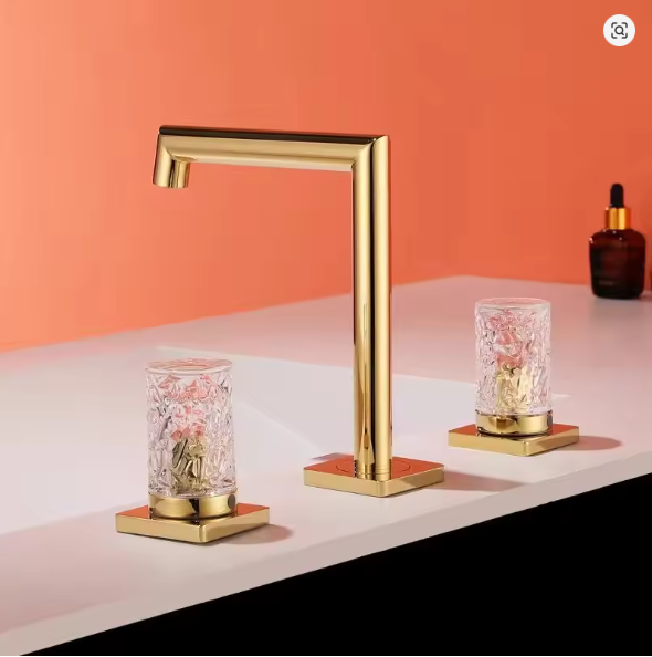 Andalucia-Nordic design - 8" inch with crystal handles wide spread bathroom faucet