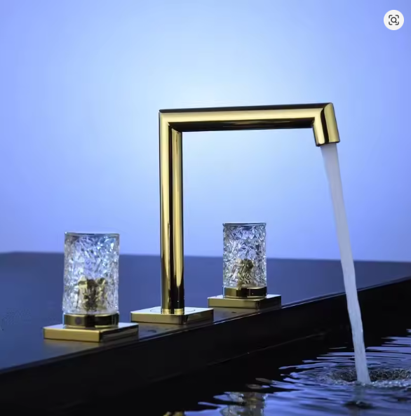 Andalucia-Nordic design - 8" inch with crystal handles wide spread bathroom faucet