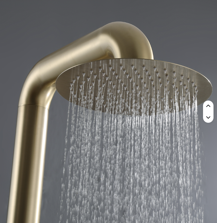 Brushed Gold 304 Stainless Steel Column Set Freestanding Garden Swimming Pool Rain Outdoor Shower 88" Height