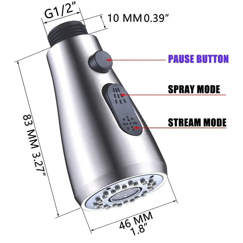 Dual Mode Kitchen Sink Faucet ABS Pull-Out Water Tap Water-Saving Shower Faucets Nozzle Adapter Sprinkler Splash-Proof Filter