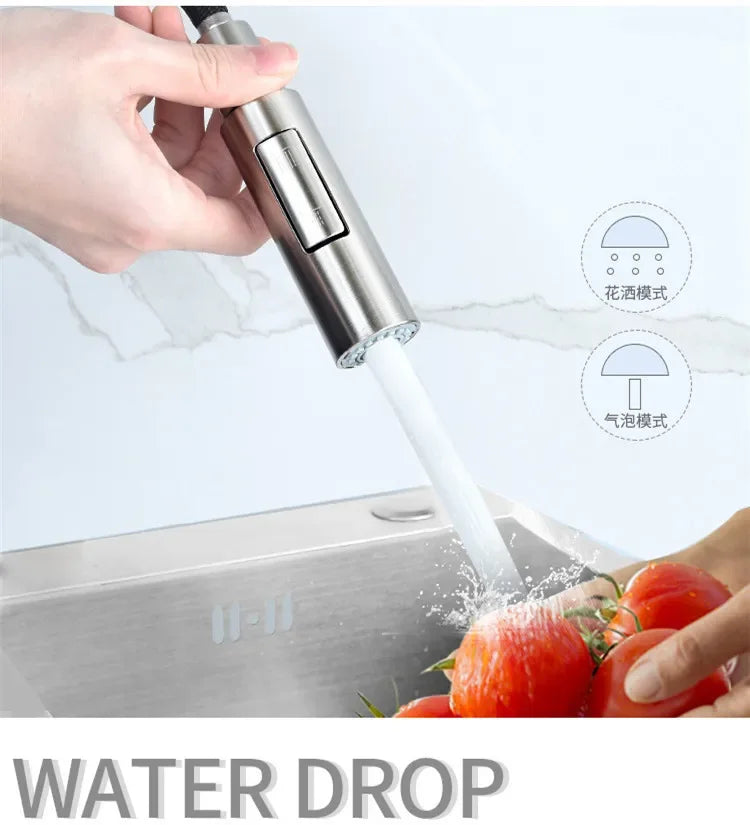 Dual Mode Kitchen Sink Faucet ABS Pull-Out Water Tap Water-Saving Shower Faucets Nozzle Adapter Sprinkler Splash-Proof Filter