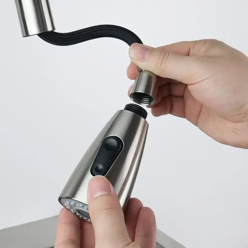 Dual Mode Kitchen Sink Faucet ABS Pull-Out Water Tap Water-Saving Shower Faucets Nozzle Adapter Sprinkler Splash-Proof Filter