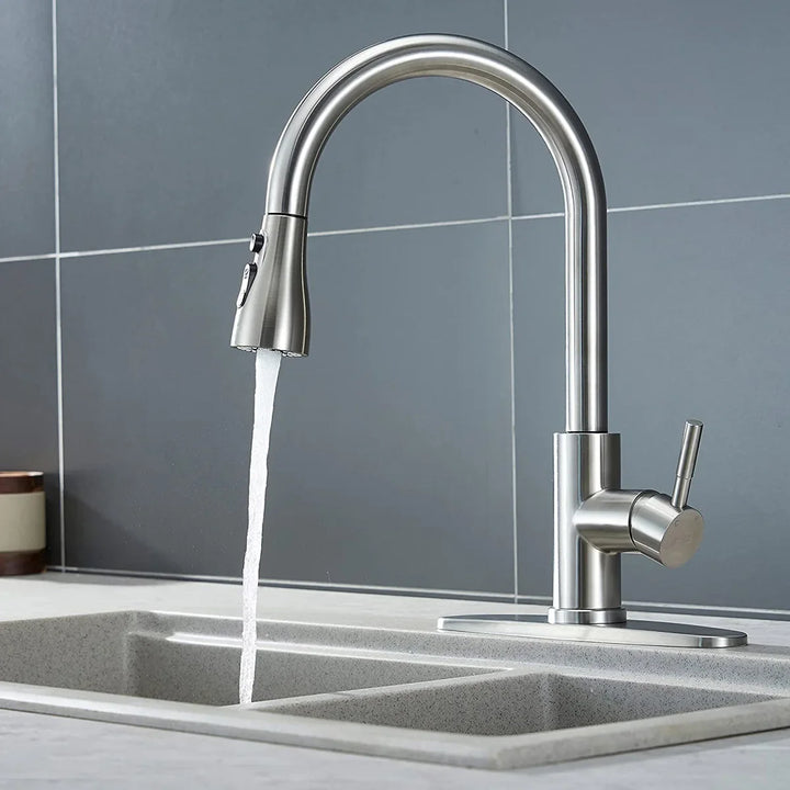 Dual Mode Kitchen Sink Faucet ABS Pull-Out Water Tap Water-Saving Shower Faucets Nozzle Adapter Sprinkler Splash-Proof Filter