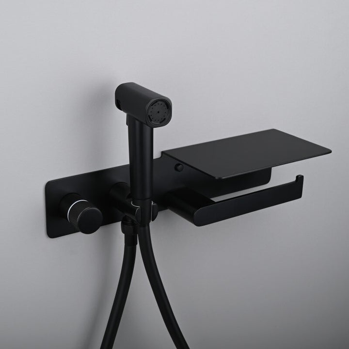 2-1 Wall Mounted Bidet hand Held Sprayer hot and cold mixer with toilet Iphone paper holder