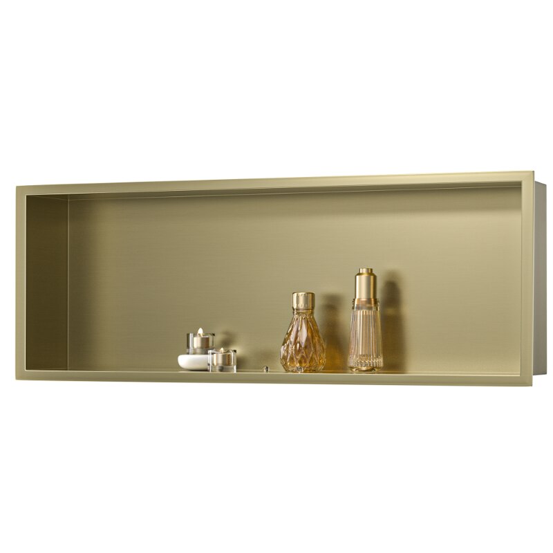 Brushed gold stainless steel 304 rectangular wall mounted bathroom shower niche shelve 37" x13" x 4"