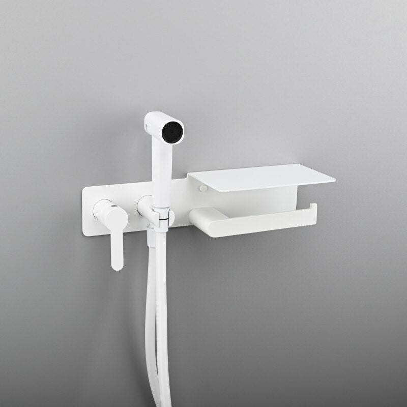 2-1 Wall Mounted Bidet hand Held Sprayer hot and cold mixer with toilet Iphone paper holder