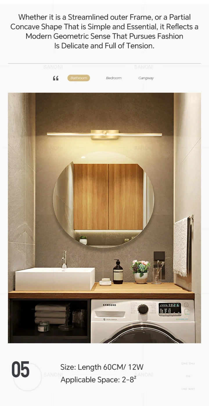 Modern LED Wall Light Vanty Lamp Aluminum Wall Sconce for Bathroom Mirror Headlight Indoor Lighting Fixture Luster Make Up Light