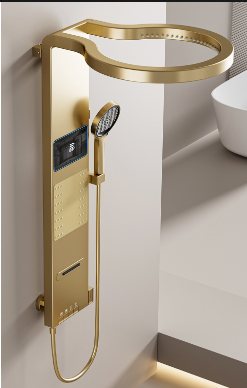 Tik Tok Brushed Gold Exposed Shower Panel System