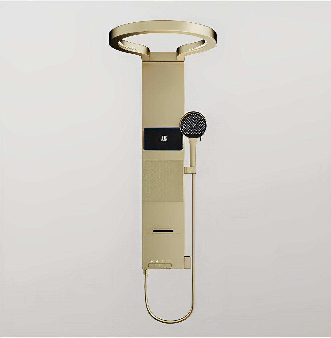 Tik Tok Brushed Gold Exposed Shower Panel System