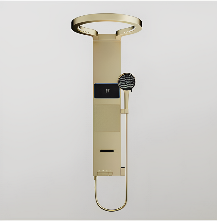 Tik Tok Brushed Gold Exposed Shower Panel System