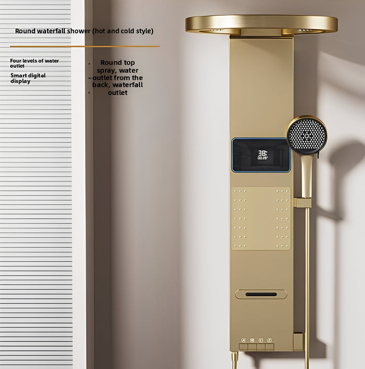 Tik Tok Brushed Gold Exposed Shower Panel System