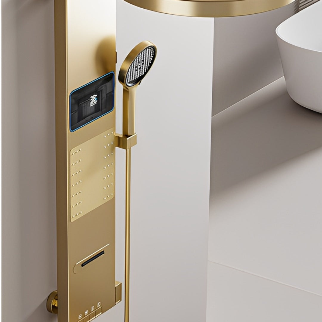 Tik Tok Brushed Gold Exposed Shower Panel System
