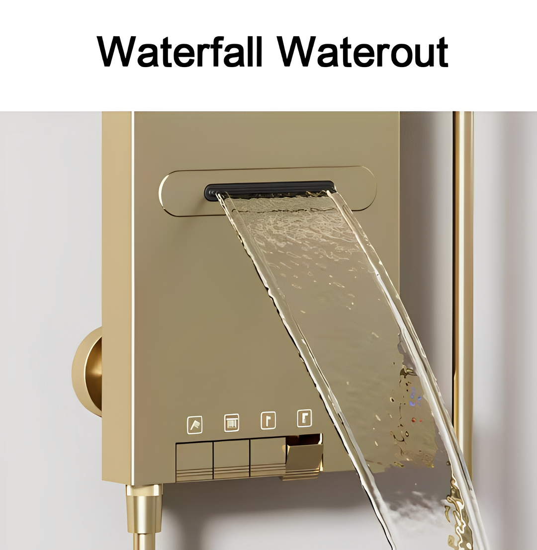 Tik Tok Brushed Gold Exposed Shower Panel System