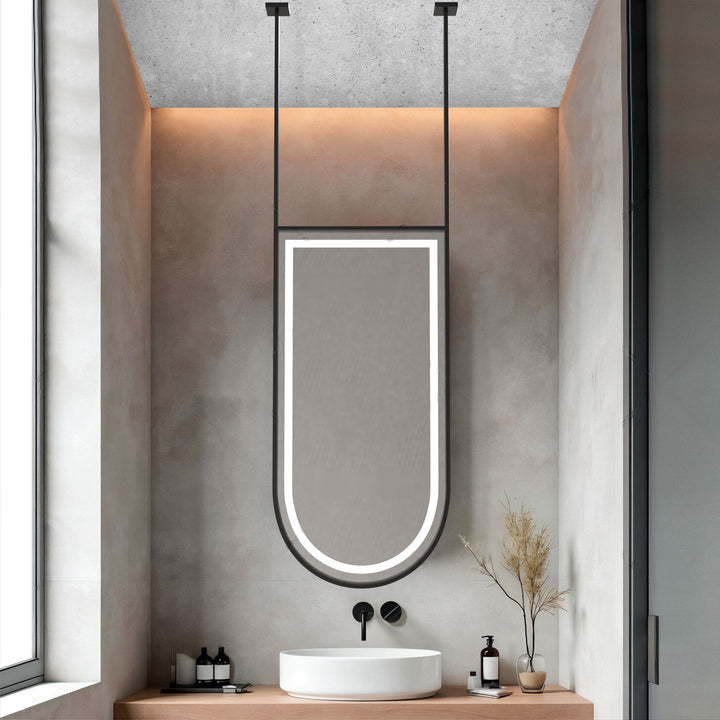 STOCK-Suspended celing mounted mirror Oval 2 pole  LED size 36"X68 H
