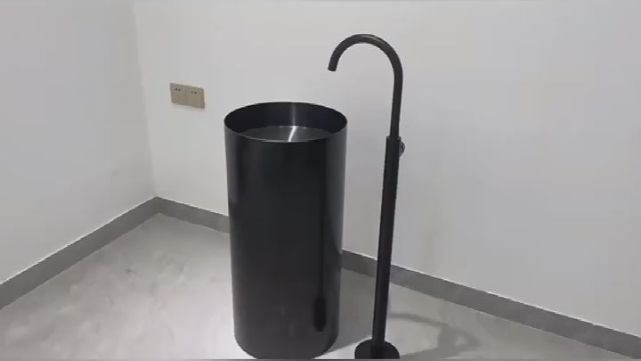 Round Stainless Steel 304-Floor Standing Pedestal Sink 31.5" X 15.5" Round