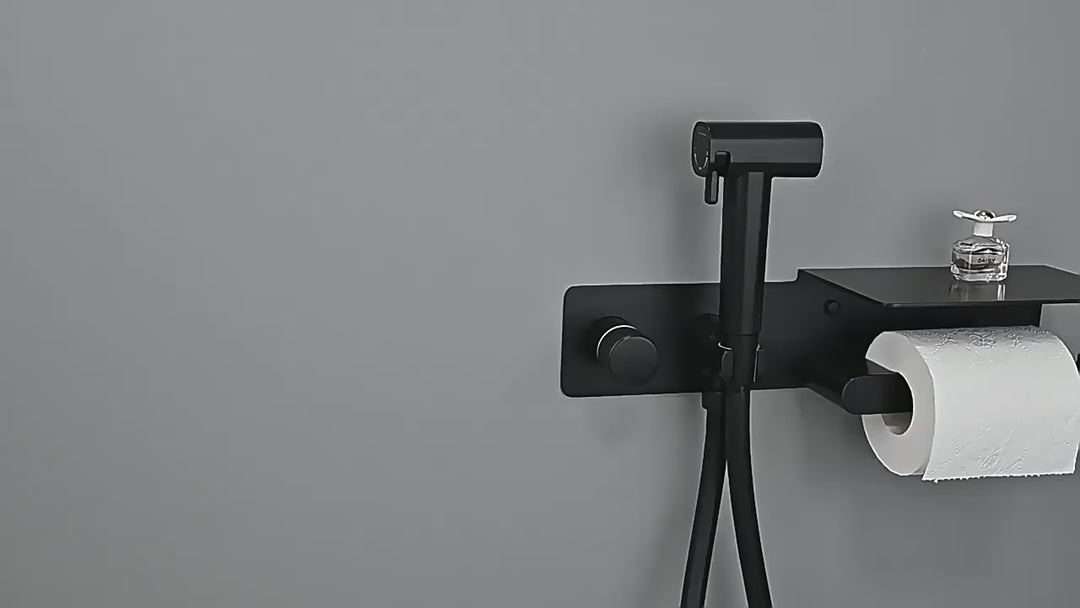 2-1 Wall Mounted Bidet hand Held Sprayer hot and cold mixer with toilet Iphone paper holder
