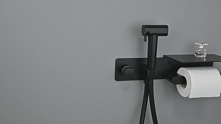 2-1 Wall Mounted Bidet hand Held Sprayer hot and cold mixer with toilet Iphone paper holder