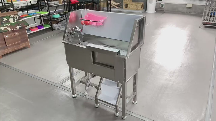 Dog Pet bathtub spa commercial grade stainless Steel Pet Dog Cat Bathing Wash Shower Grooming Bath Tub W/Stairs