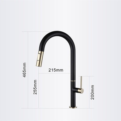 Toronto-Black and Brushed Gold Two Tone Touchless Sensor Kitchen Faucet Pull Out Dual Sprayer