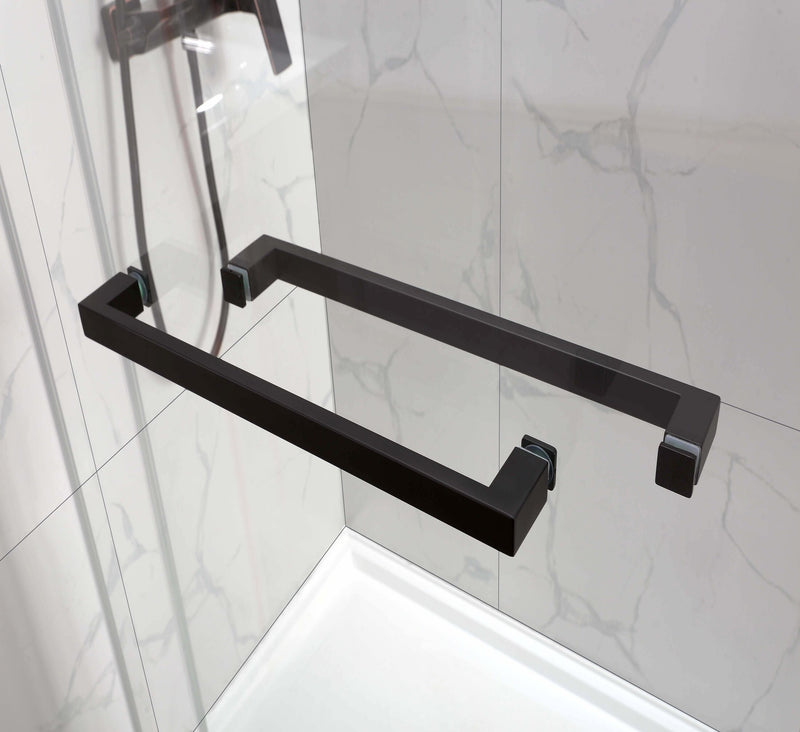 Chrome or Matte Black Model DS01 size 60" x 76 Frameless Slide 2 Door Sides Open Tempered Glass Shower With Towel bar 10mm-3/8