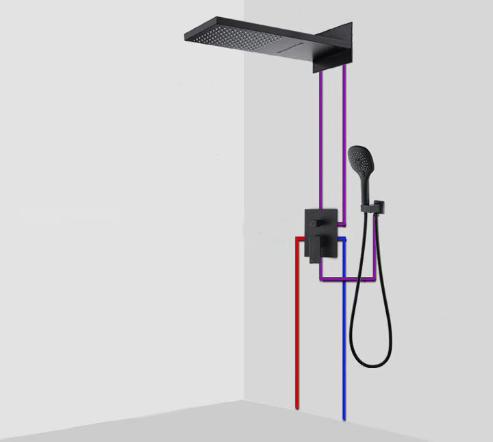 CSA-Chrome-Gold  Waterfall Rain Head 3 Way Diverter Pressure  Balance Shower Kit