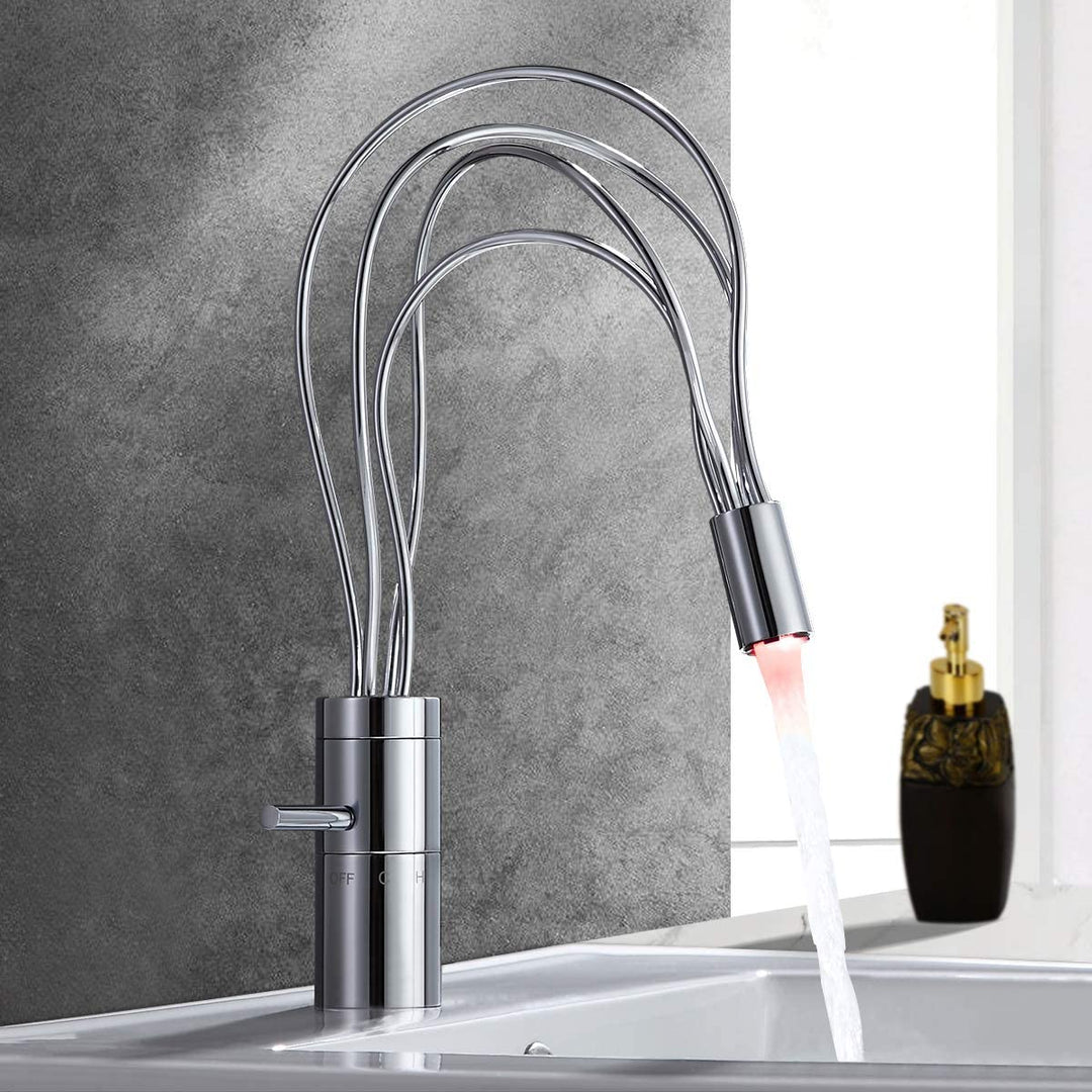 Medusa-Modern Chrome Single Hole Bathroom Faucet