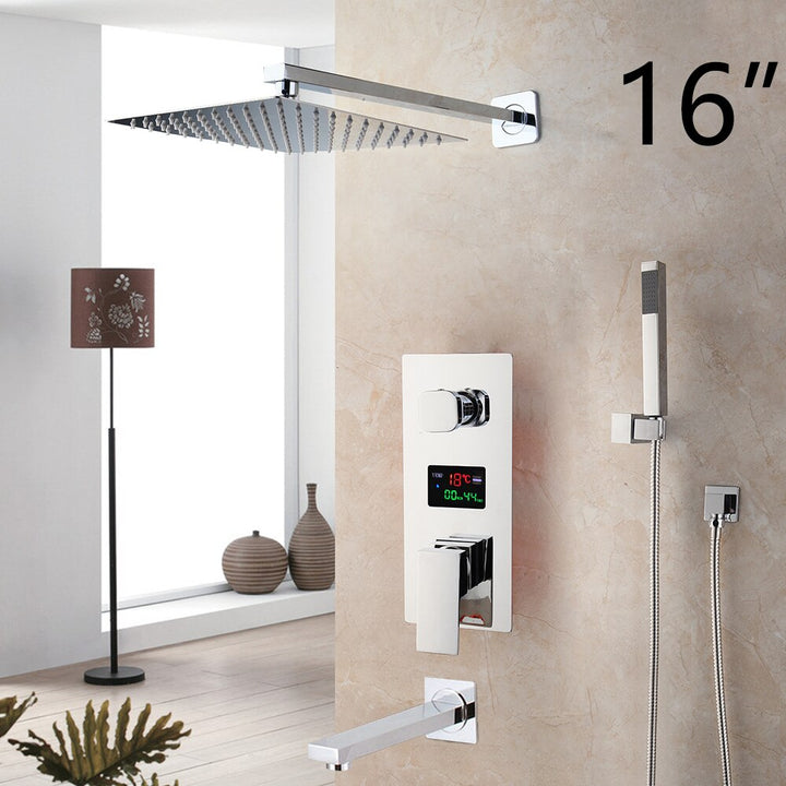 Chrome CSA Square Rain head 2 or 3 way function Thermostactic - Pressure Balance shower kit