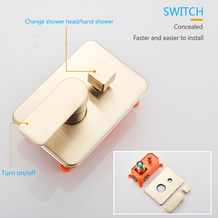 Brushed gold CSA - 2 and 3 way pressure balance shower kit
