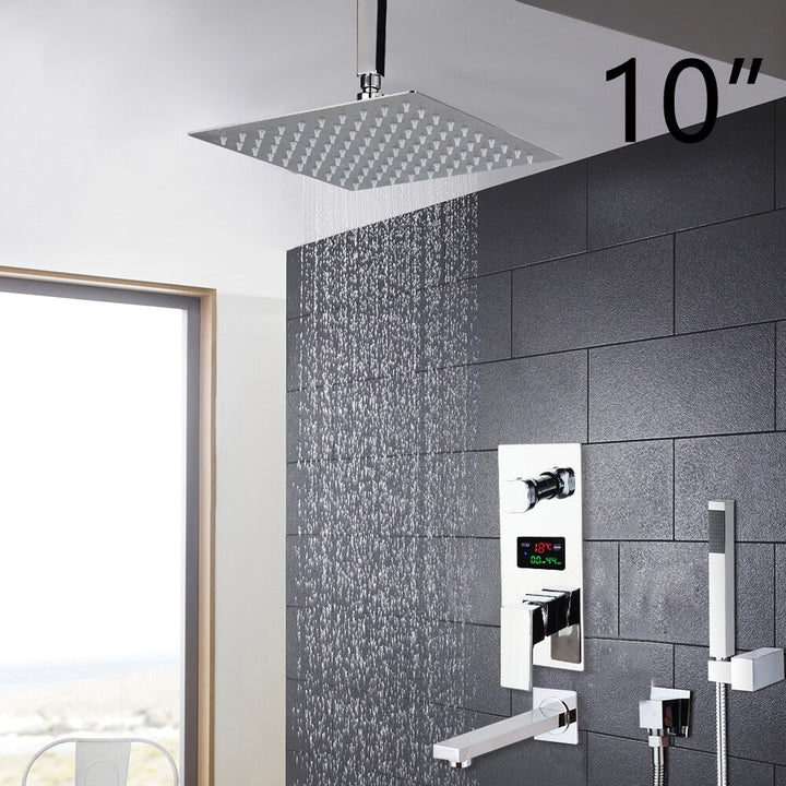 Chrome CSA Square Rain head 2 or 3 way function Thermostactic - Pressure Balance shower kit