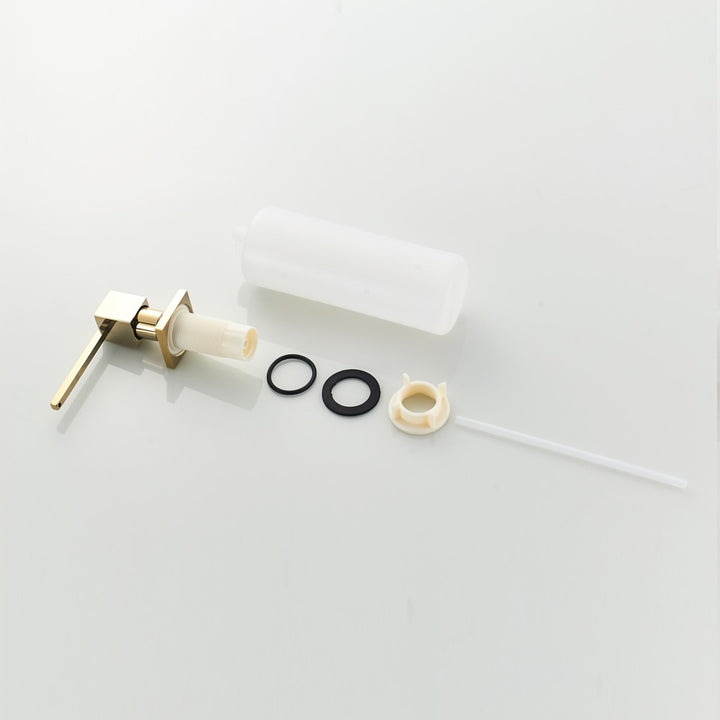 Gold square polished brass kitchen soap dispenser