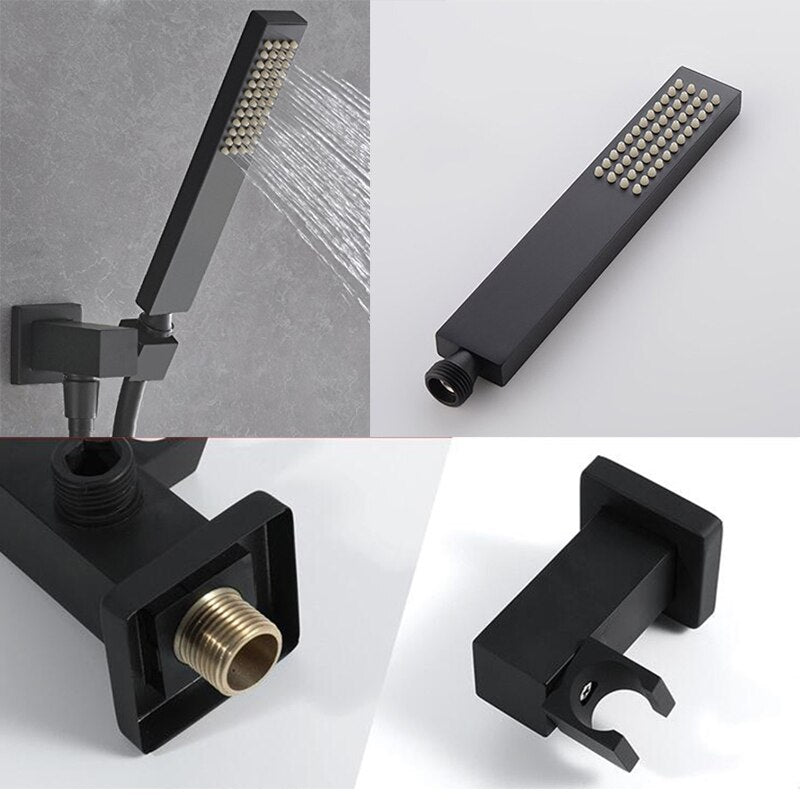 CSA certified - Black square 12" rain head 3 way function diverter- pressure balance shower kit