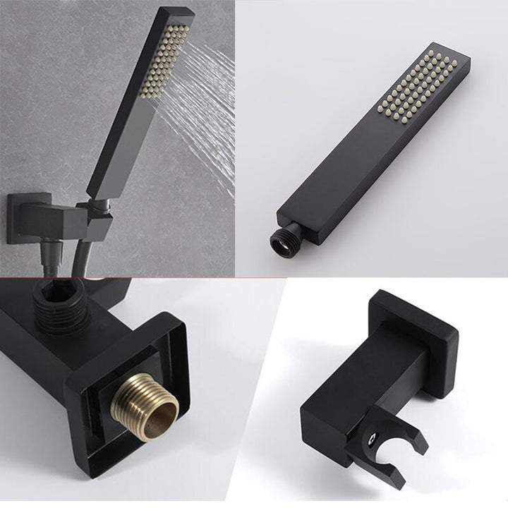 CSA certified - Black square 12" rain head 3 way function diverter- pressure balance shower kit