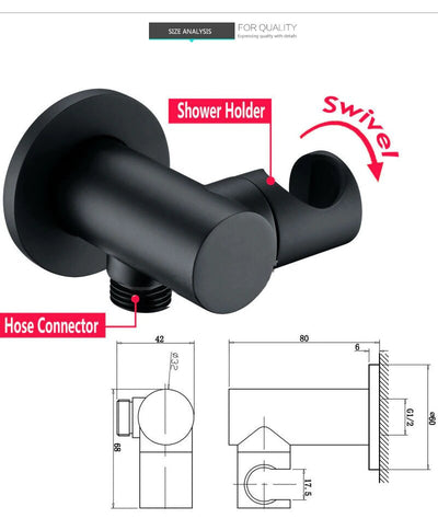 Black Round 10" Inch Rain Head Thermostatic 2 Way Function Diverter Shower Kit