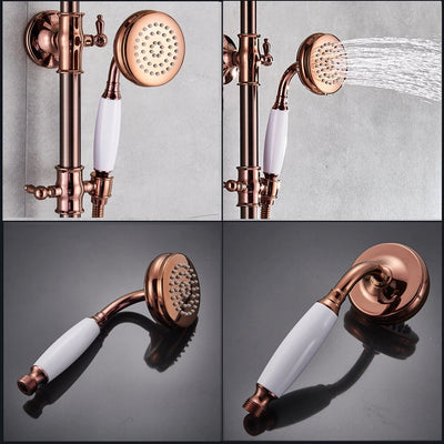 Rose gold polished Victorian Exposed 3 Way Shower System Kit