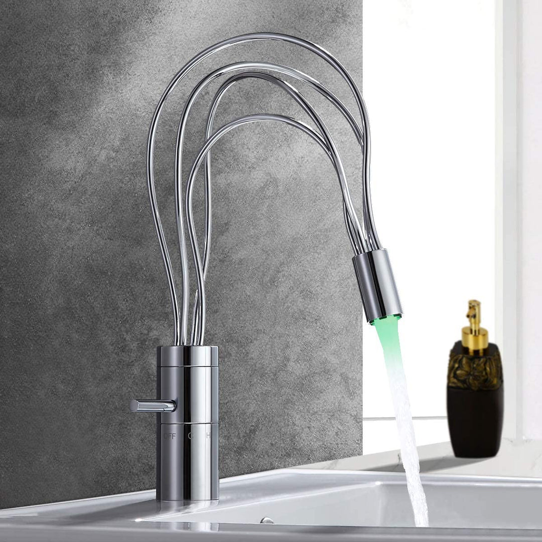 Medusa-Modern Chrome Single Hole Bathroom Faucet