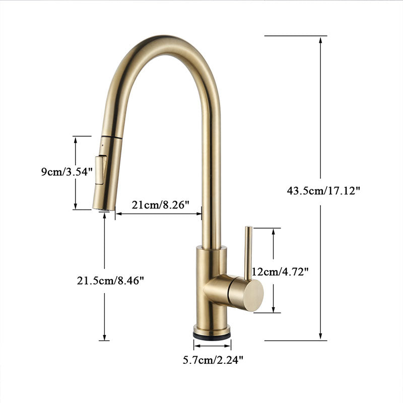 Brushed Gold Touchless Pull Out Dual Sprayer Kitchen Faucet