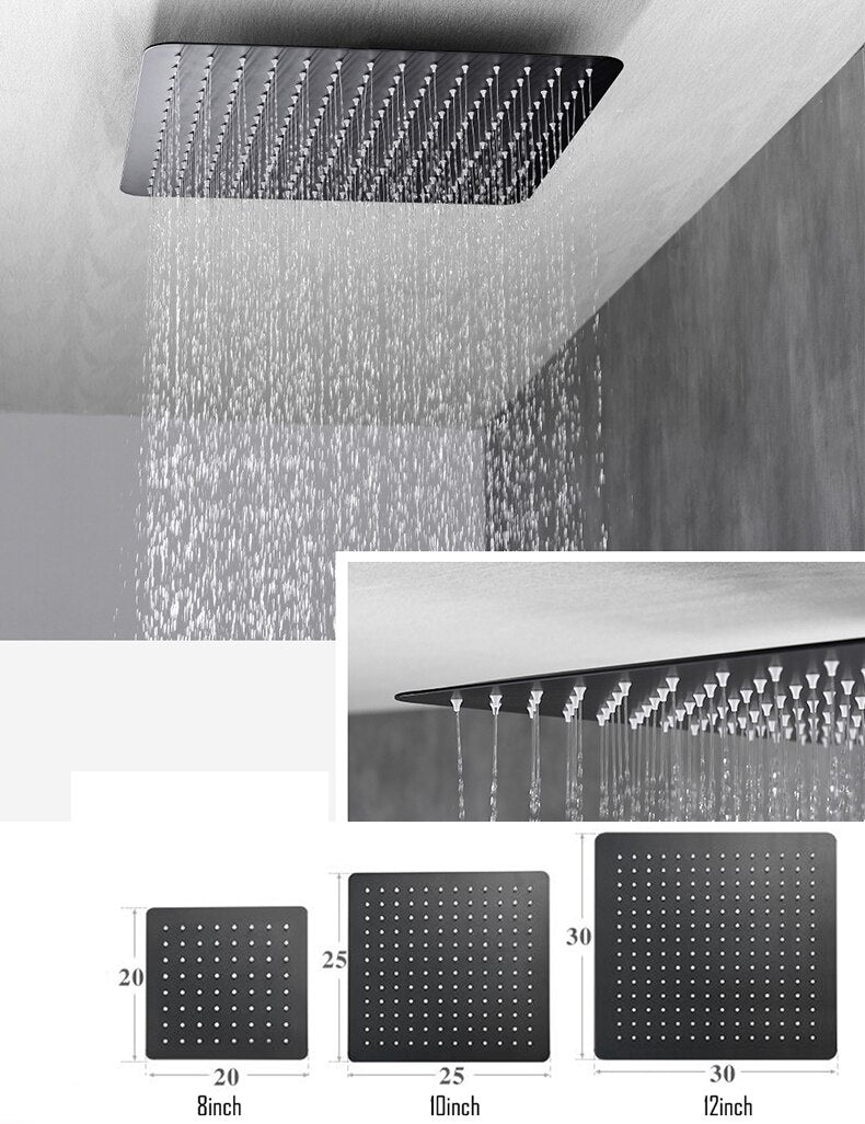 CSA Certified-Black matte-Chrome Square 2 way diverter pressure balance shower kit CUPC