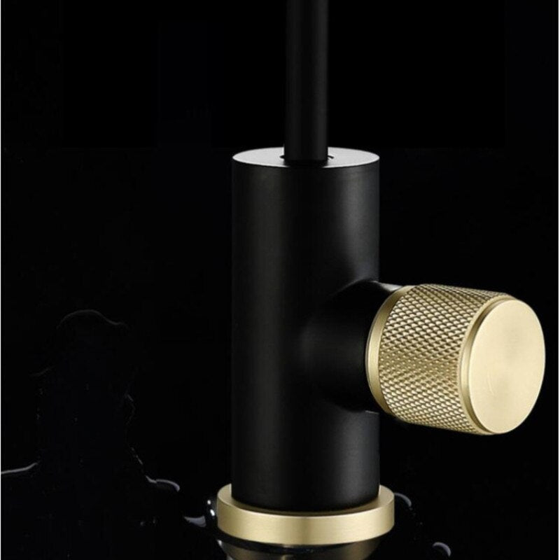 Black with brushed gold tone reverse osmosis water filter faucet