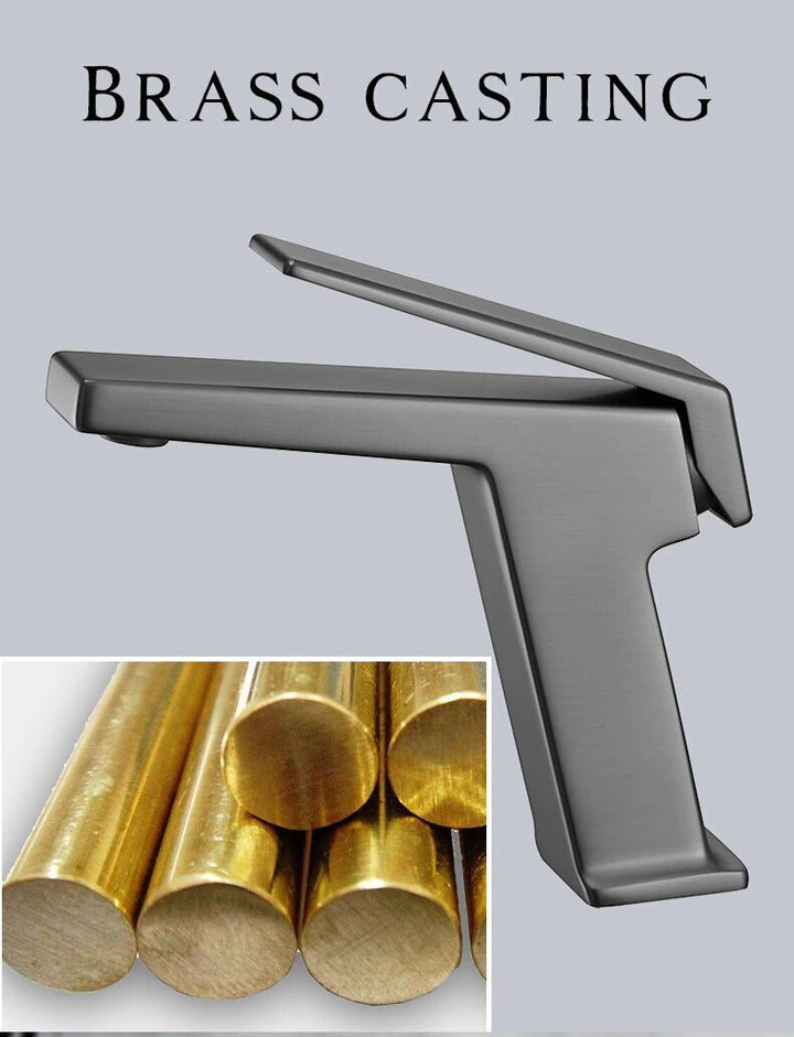 Glock-Brushed gold-Grey-White-Black-Black with red Tall and short faucet