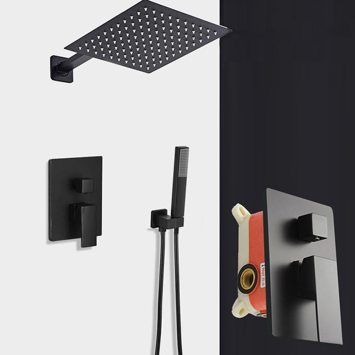 CSA Certified-Black matte-Chrome Square 2 way diverter pressure balance shower kit CUPC