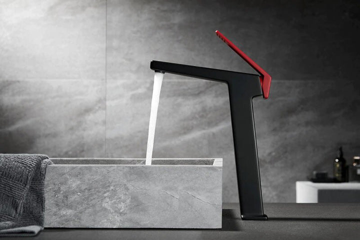 Glock-Brushed gold-Grey-White-Black-Black with red Tall and short faucet