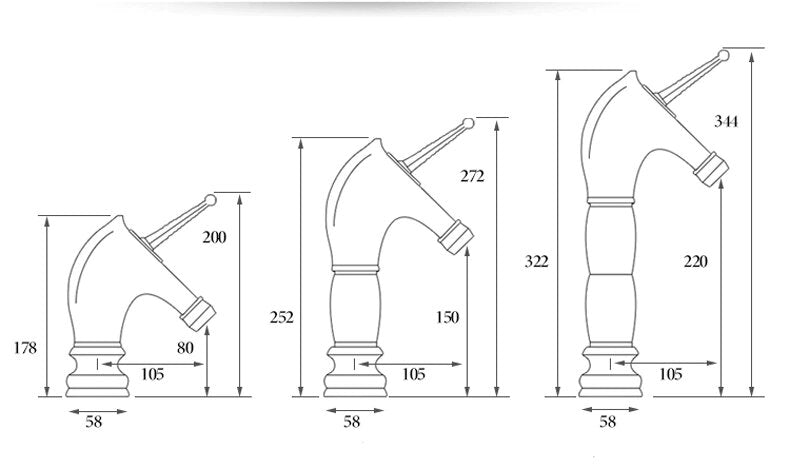 Tall an short Unicorn single hole bathroom faucet