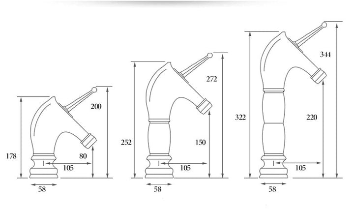 Tall an short Unicorn single hole bathroom faucet
