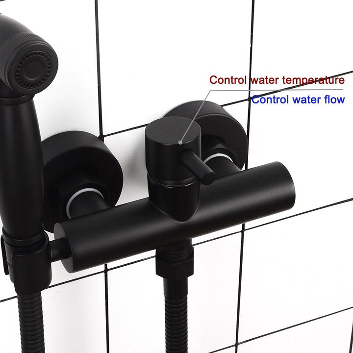 Lexus-Brushed Gold-Black-Chrome Hot & Cold Manual mixer valve bidet spray set