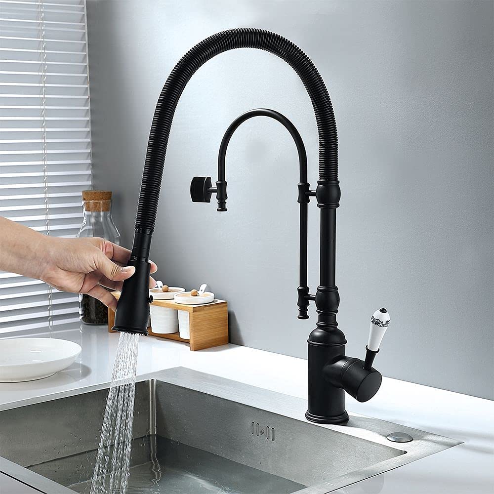 Elisabeth- Victorian Tall Kitchen Island Faucet Dual Pull Our Spayer Mode