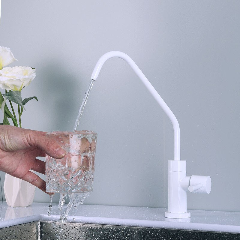 White cold water filter faucet