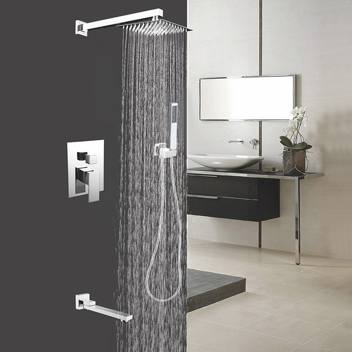 Chrome CSA square rain head 1-2 -3 way pressure balance shower kit