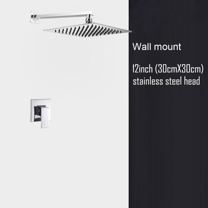 Chrome CSA square rain head 1-2 -3 way pressure balance shower kit