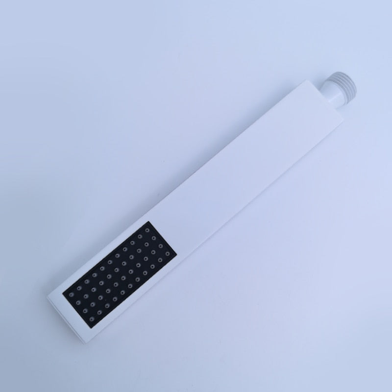 White matte square slide shower bar and spray set